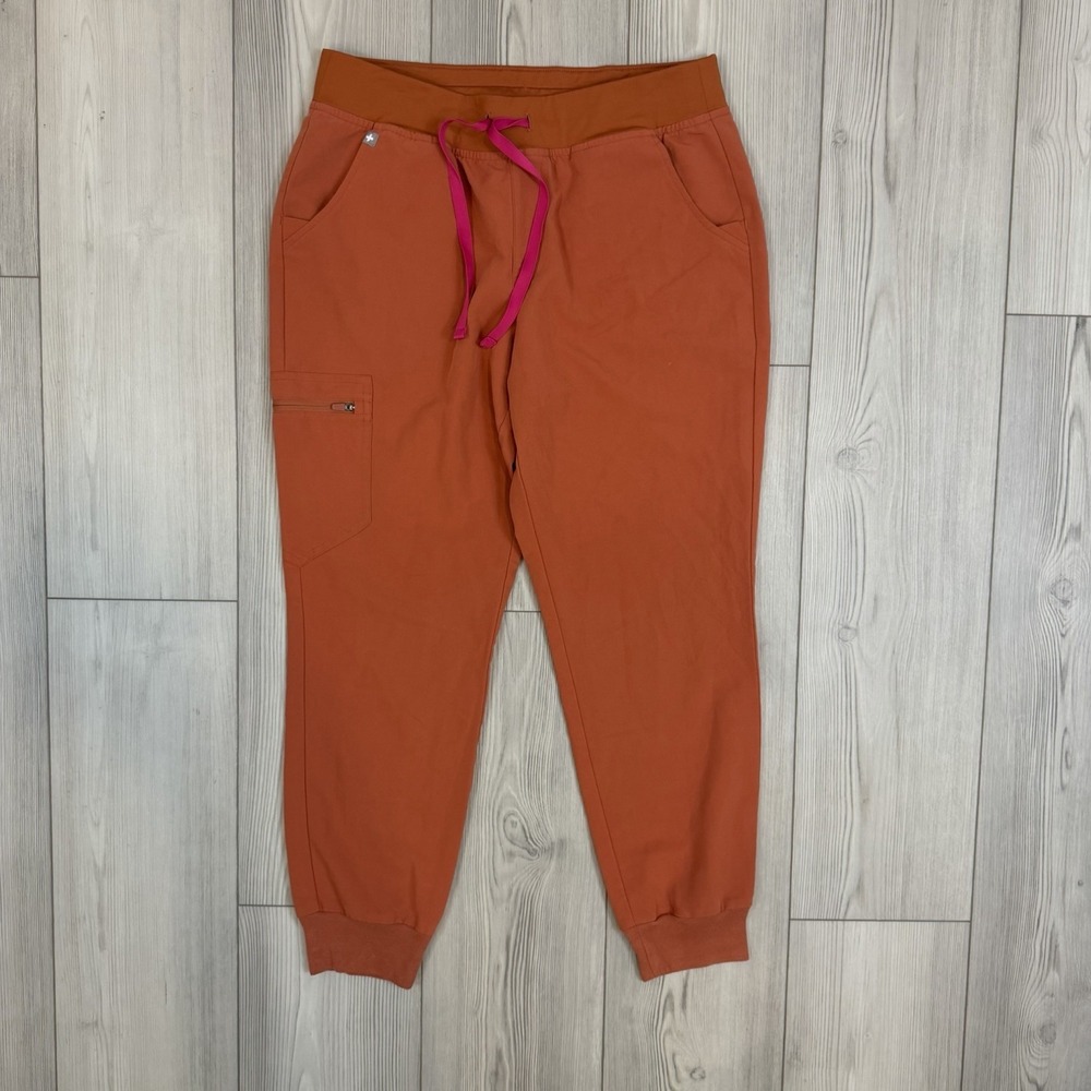 Figs Womens High Waist‎ Zamora Jogger Scrub Pants Orange Medium Petite MP